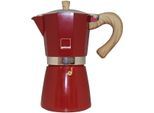 Espressokocher GNALI & ZANI "Venezia", rot, 9, Kaffeemaschinen, Aluminium mit Softtouch-Griff in Holzoptik, Induktion