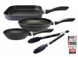 Pfannen-Set ELO "Alucast 4 teilig", schwarz, H:4,5cm Ø:20cm, Pfannen, Induktion, inkl. 1 Kochzange