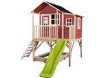 Spielturm EXIT "Loft 550", rot (rot, weiß), Spieltürme, KinderB:348cm H:255cm T:220cm, Holz, BxTxH: 348x220x255 cm, B:348cm H:255cm T:220cm