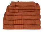 Handtuch Set GOOD MORNING "Uni", orange (terrakotta), 8 Stk., 2 Badetücher 70x140cm, 2 Handtücher 50x100cm, 2 Gästetücher 30x50cm, 2 Waschhandschuhe 16x21cm, Frottee, Frottee, Obermaterial: 100% Baumwolle, Handtücher, Baumwolle, Walkfrottee, Bordüre, 500 GSM, Einfarbig, ohne Aufhängung