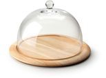 Käseglocke CONTINENTA, beige (natur, transparent), H:19,5cm Ø:33cm, Glas, Holz, Servierglocken, 2-teilig