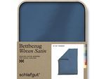 Bettbezug SCHLAFGUT "Woven Satin", blau (blau mid), B:155cm L:220cm, Mako-Satin, Obermaterial: 100% Baumwolle, Bettbezüge, besonders dicht gewebt, Mix & Match: passender Kissenbezug erhältlich