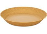 Suppenteller KOZIOL "Teller Set, CONNECT PLATE", braun (holzfarben), B:24cm H:3cm L:24cm Ø:24cm, Holz, Kunststoff, Speiseteller, aus biozirkulärem Kunststoff, spülmaschinengeeignet, melaminfrei, 24cm