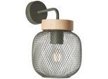 BRILLIANT Wandleuchte "Giada", grün (oliv grün, holz), 1, H: 26,5cm, 1 Stk., Leuchten, Wandlampe, Höhe 26,5 cm, 1x E27, Metall/Holz, Wandleuchte