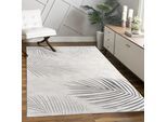 Teppich PACO HOME "Tuana 218", grau, B:200cm H:15mm L:290cm, Polypropylen (PP), Teppiche, Teppich, Kurzflor, modernes Blätter Design, Hoch-Tief-Struktur, Wohnzimmer