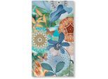 Strandtuch HIP "Zephir", blau, B:100cm L:180cm, Frotteevelours, Velours, Handtücher, 100% Baumwolle, Velours, 100x180, Weich, Strand, Mandala, Blumen, Grün