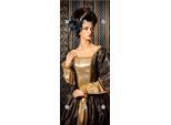 Garderobenleiste QUEENCE "Frau klassisch", gold (goldfarben), B:50cm H:120cm T:10cm, Acrylglas, Edelstahl, Garderobenhalter, mit 6 Haken, 50 x 120 cm