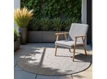 Outdoorteppich HANSE HOME "Rosel Wendetppich", grau (weiß, grau), H:5mm Ø:160cm, Polypropylen, Teppiche, Outdoorteppich, In und Outdoor, Flachgewebe, wetterfest, pflegeleicht, robust