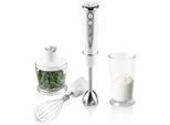 ETA Stabmixer "Rizzo, ETA305790000", weiß (weiß, edelstahlfarben), B:6cm H:38,5cm T:6,5cm, Mixer, mit Zerkleinereraufsatz und Mixbecher, DC-Motor