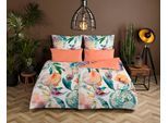 Wendebettwäsche HIP "BERNICE", bunt (multi), B/L: 135cm x 200cm, 1 Stk., 1 Stk., Satin, B/L: 80cm x 80cm, 2 Stk., Satin, Obermaterial: 100% Baumwolle, Bettwäsche, Wendebettwäsche, Mako-Satin, 135x200, Reißverschluss, Wendeoptik, Mandala, Blumen, Weiß