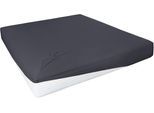 Spannbettlaken PRIMERA "Elasthan-Feinjersey", grau (anthrazit), 1 Stk., Jersey-Elasthan, 180-200x200-220 28cm, Jersey-Elasthan, Obermaterial: 95% Baumwolle, 5% Elasthan, Bettlaken, Spannbettlaken, PREMIUM, aus 95% gekämmter Baumwolle und 5% Elasthan, bis 28 cm Höhe