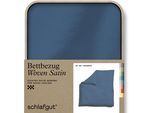 Bettbezug SCHLAFGUT "Woven Satin", blau (blau mid), B:200cm L:200cm, Mako-Satin, Obermaterial: 100% Baumwolle, Bettbezüge, besonders dicht gewebt, Mix & Match: passender Kissenbezug erhältlich