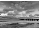 Fototapete PAPERMOON "Steg im Wasser Schwarz & Weiß", schwarz (schwarz, weiß), B:2,5m L:1,86m, Vlies, Tapeten