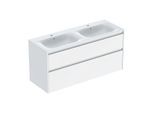 Geberit Renova Plan Doppelmöbel-Waschtisch-Set 504042018 Breite 130cm, Korpus/Front weiß / lackiert seidenglanz, Waschtisch weiß / KeraTect