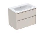 Geberit Renova Plan Möbel-Waschtisch-Set 504040DB8 Breite 80cm, Korpus/Front sandgrau / lackiert seidenmatt, Waschtisch weiß / KeraTect