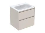 Geberit Renova Plan Möbel-Waschtisch-Set 504039DB1 Breite 60cm, Korpus/Front sandgrau / lackiert seidenmatt, Waschtisch weiß