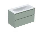 Geberit Renova Plan Möbel-Waschtisch-Set 504041IK8 Breite 100cm, Korpus/Front salbeigrün / lackiert seidenmatt, Waschtisch weiß / KeraTect