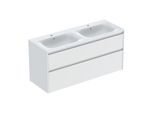 Geberit Renova Plan Doppelmöbel-Waschtisch-Set 504042001 Breite 130cm, Korpus/Front weiß / lackiert seidenmatt, Waschtisch weiß