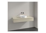 Villeroy und Boch Antao Waschtisch-Unterschrank K10050HJ 120x19x50cm, Hahnloch, Waschbeckenplattenfarbe Lack, silk grey matt lacquer