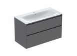 Geberit Renova Plan Möbel-Waschtisch-Set 504041JK1 Breite 100cm, Korpus/Front lava / lackiert seidenmatt, Waschtisch weiß