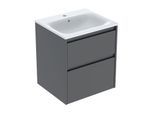 Geberit Renova Plan Möbel-Waschtisch-Set 504038JK8 Breite 55cm, Korpus/Front lava / lackiert seidenmatt, Waschtisch weiß / KeraTect