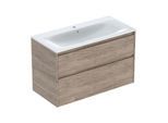 Geberit Renova Plan Möbel-Waschtisch-Set 504041JR8 Breite 100cm, Korpus/Front Nussbaum / Melamin Holzstruktur, Waschtisch weiß / KeraTect