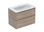 Geberit Renova Plan Möbel-Waschtisch-Set 504040JR8 Breite 80cm, Korpus/Front Nussbaum / Melamin Holzstruktur, Waschtisch weiß / KeraTect