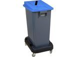 Probbax Wertstoffsammler mit Fahrwagen, Deckel blau, 60 Liter
