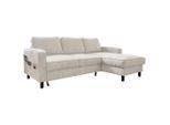 Mid.you , Beige , Textil , Eiche , Füllung: Schaumstoffflocken , Ottomane rechts, L-Form , 228x148 cm , Made in EU, Oeko-Tex® Standard 100 , Liegefunktion , Wohnzimmer, Sofas & Couches, Wohnlandschaften, Ecksofas