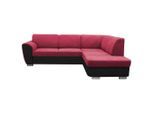 Mid.you , Rot, Schwarz , Textil , Ottomane rechts, L-Form , 255x196 cm , Made in EU , Wohnzimmer, Sofas & Couches, Schlafsofas, Ecksofas mit Schlaffunktion