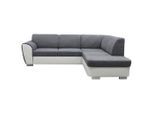 Mid.you , Grau, Weiß , Textil , Ottomane rechts, L-Form , 255x196 cm , Made in EU , Wohnzimmer, Sofas & Couches, Schlafsofas, Ecksofas mit Schlaffunktion