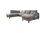 Mid.you , Grau , Textil , Eiche , Füllung: Schaumstoffflocken , Ottomane links, U-Form , 298x198 cm , Made in EU, Oeko-Tex® Standard 100 , Liegefunktion , Wohnzimmer, Sofas & Couches, Wohnlandschaften, Wohnlandschaften U-Form