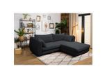 Mid.you , Schwarz , Textil , Ottomane rechts, L-Form , 240x201 cm , Made in EU , Liegefunktion ,