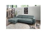 Livetastic , Mintgrau , Textil , Uni , Ottomane links, L-Form , 276x188 cm , Rücken echt, USB-Anschluss, USB-C-Anschluss ,