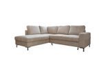 Mid.you , Beige , Textil , Ottomane links, L-Form , 237x197 cm , Made in EU , Liegefunktion, Rücken echt ,
