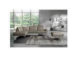 Livetastic , Grau, Chromfarben , Leder , Echtleder , Semi-Anilinleder , Ottomane links, L-Form , 273x250 cm , Made in EU , Rücken echt , Wohnzimmer, Sofas & Couches, Wohnlandschaften, Ecksofas
