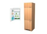 FlexWell , Buchefarben , Holzwerkstoff , 1 Fächer , 1 Schublade(n) Schubladen , einmalig seitenverkehrt montierbar , E , 60x200x57 cm , Made in Germany , LED-Innenbeleuchtung , Küche, Küchenblöcke, Küchenschränke, Küchenumbauschränke