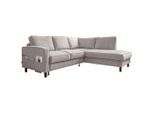 Mid.you , Grauweiß , Textil , Eiche , Füllung: Schaumstoffflocken , L-Form, Ottomane rechts , 233x198 cm , Made in EU, Oeko-Tex® Standard 100 , Liegefunktion ,