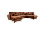 Mid.you , Terracotta , Textil , Eiche , Uni , Füllung: Schaumstoffflocken,Schaumstoffflocken , Ottomane rechts, U-Form , 312x202 cm , Made in EU, Oeko-Tex® Standard 100 , Liegefunktion, Rücken echt , Wohnzimmer, Sofas & Couches, Wohnlandschaften, Wohnlandschaften U-Form