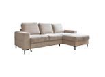 Mid.you , Beige , Textil , Ottomane rechts, L-Form , 236x148 cm , Made in EU , Liegefunktion, Rücken echt , Wohnzimmer, Sofas & Couches, Wohnlandschaften, Ecksofas