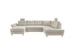 Livetastic , Beige , Textil , Buche , Füllung: Schaumstoff , Ottomane rechts, U-Form , 338-352x206 cm , Made in EU , Liegefunktion, seitenverkehrt erhältlich, Schlafen auf Sitzhöhe, Rücken echt, Armteil links ,