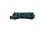 Mid.you , Türkis , Textil , Eiche , Uni , Füllung: Schaumstoffflocken,Schaumstoffflocken , L-Form, Ottomane links , 242x202 cm , Made in EU, Oeko-Tex® Standard 100 , Liegefunktion, Rücken echt ,