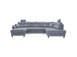 Livetastic , Hellblau , Textil , Buche , Füllung: Schaumstoff , Ottomane rechts, U-Form , 338x206 cm , Liegefunktion, Schlafen auf Sitzhöhe, Rücken echt, Armteil links , Wohnzimmer, Sofas & Couches, Wohnlandschaften, Wohnlandschaften U-Form