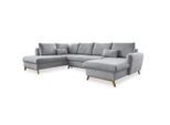 Mid.you , Hellgrau , Textil , Eiche , Uni , Füllung: Schaumstoffflocken,Schaumstoffflocken , Ottomane links, U-Form , 312x202 cm , Made in EU, Oeko-Tex® Standard 100 , Liegefunktion, Rücken echt , Wohnzimmer, Sofas & Couches, Wohnlandschaften, Wohnlandschaften U-Form