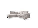 Mid.you , Grauweiß , Textil , Eiche , Füllung: Schaumstoffflocken , Ottomane links, L-Form , 233x198 cm , Made in EU, Oeko-Tex® Standard 100 , Liegefunktion ,