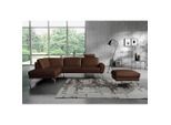Livetastic , Chromfarben, Dunkelbraun , Leder , Echtleder , Semi-Anilinleder , Ottomane links, L-Form , 273x250 cm , Made in EU , Rücken echt ,
