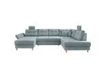Livetastic , Hellblau , Textil , Buche , Füllung: Schaumstoff , U-Form, Ottomane rechts , 338-352x206 cm , Made in EU , Liegefunktion, seitenverkehrt erhältlich, Schlafen auf Sitzhöhe, Rücken echt, Armteil links , Wohnzimmer, Sofas & Couches, Wohnlandschaften, Wohnlandschaften U-Form