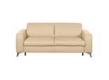 Livetastic , Beige , Leder , Echtleder , Rindleder , 204x84x104 cm , Made in EU , Rücken echt, Liegefunktion , Wohnzimmer, Sofas & Couches, Schlafsofas, Schlafsofas