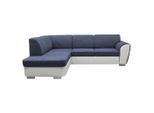 Mid.you , Blau, Weiß , Textil , Ottomane links, L-Form , 255x196 cm , Made in EU , Wohnzimmer, Sofas & Couches, Schlafsofas, Ecksofas mit Schlaffunktion