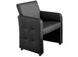 Esszimmersessel EXXPO - SOFA FASHION "Barista, Loungesessel auf Rollen mit hoher Bodenfreiheit", schwarz, B:64cm H:90cm T:72cm, Carabu (50%Polyester, 35%Polyacryl, 15%Polyamid);Kunstleder;NaturLeder, Sessel, Esszimmersessel, Sessel Barista Clubsessel auf Rollen, schmale Armlehnen